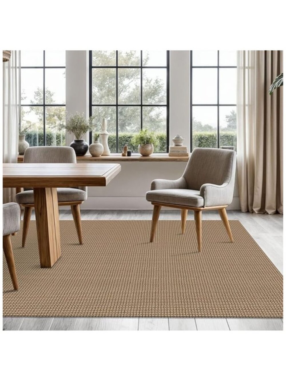 Washable 5x7 Area Rug Non Slip Rubber Backed Braided Cotton Living Room Rug